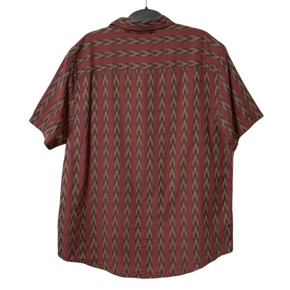 RVCA Upwards Ikat Button-Down Shirt | Size L | Rust Red Geometric | NWT - Picture 2 of 6